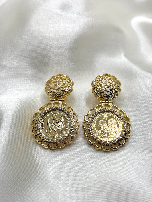 Boucles D’oreilles Coq Strass