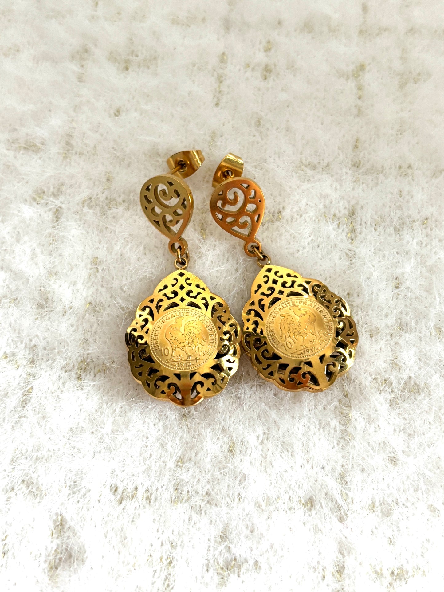 Boucles d'oreilles Coq Bombé